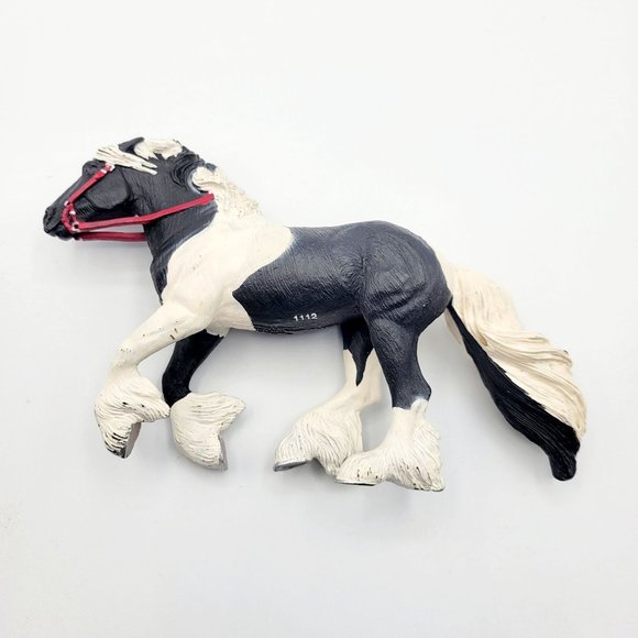 Safari Black & White Streaming Light Running Gypsy Vanner Horse Figure 2010 6" - Picture 4 of 10